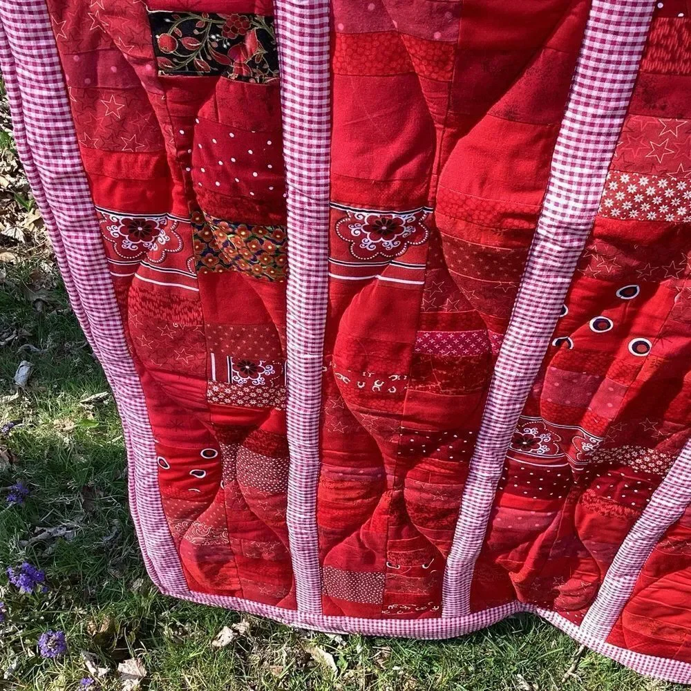 NWT Hand Crafted “Red Coins” Quilt
